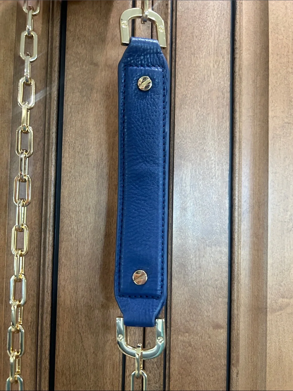 Tory Burch Royal Blue Leather Crossbody with Gold Chain